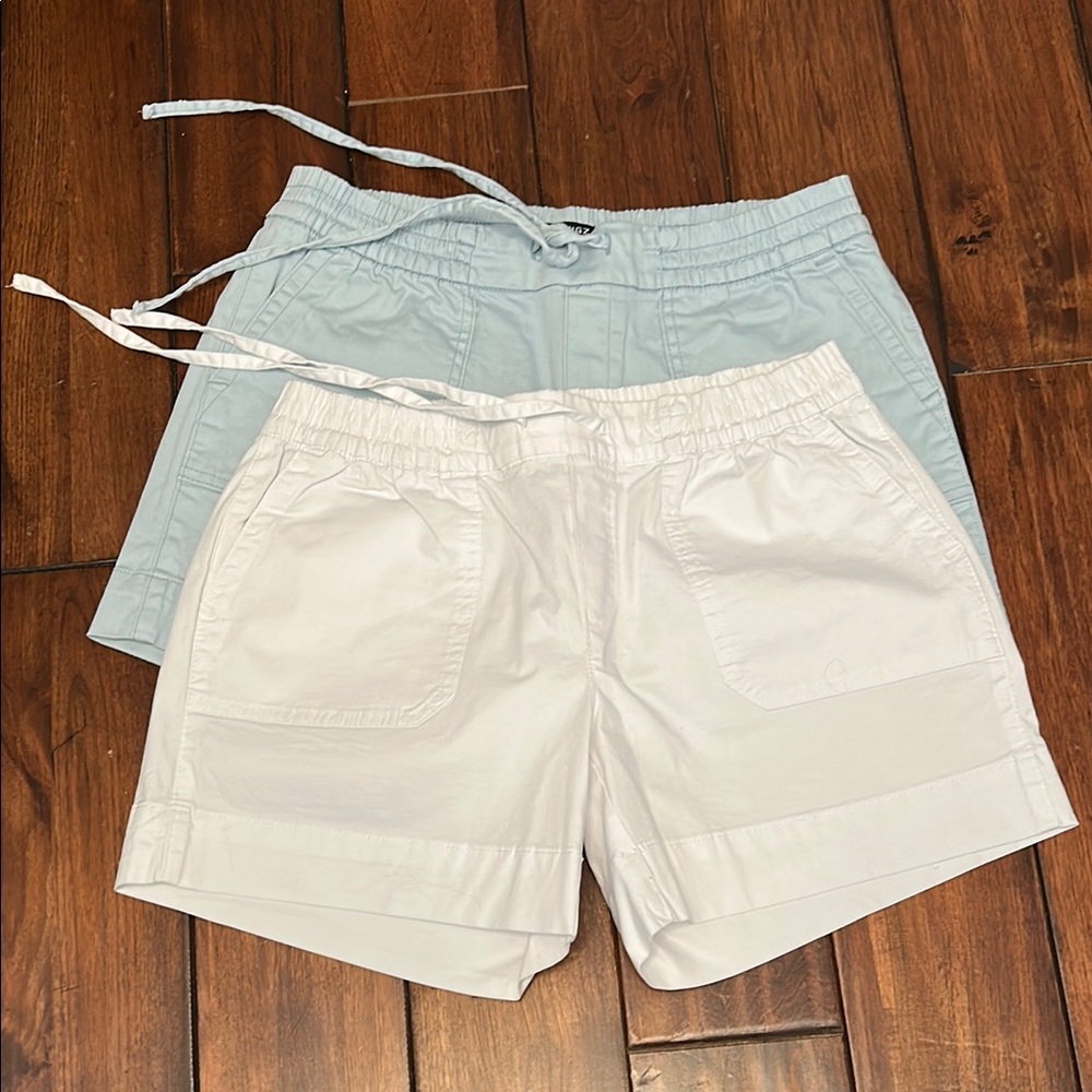 Women's White and Light Blue Shorts
